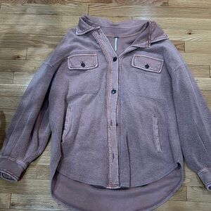 Pink Button-Up Fleece Jacket